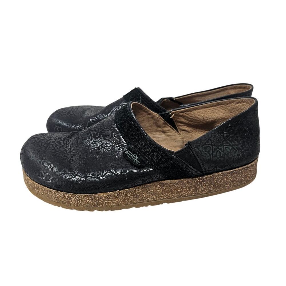 Stegmann 8 Clog Shoe Comfort Graz Black Leather Pattern Casual Gorpcore